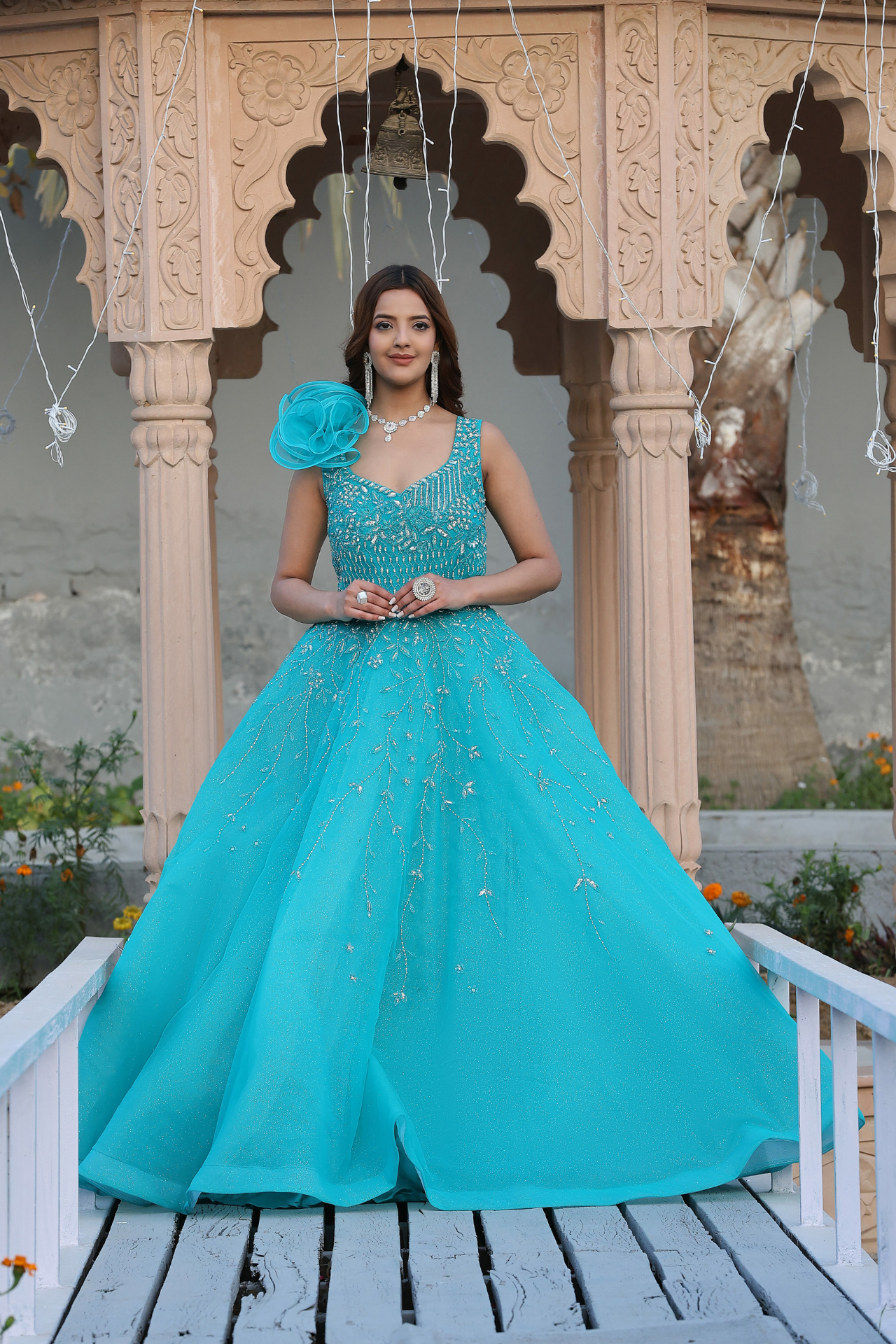 Dark Sky Blue Marine Ball Gown