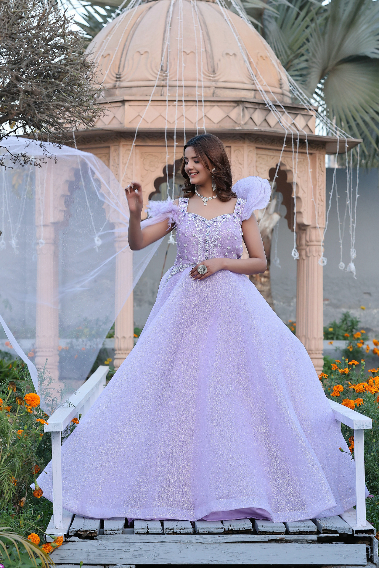 Bold Lavender Designer Gown