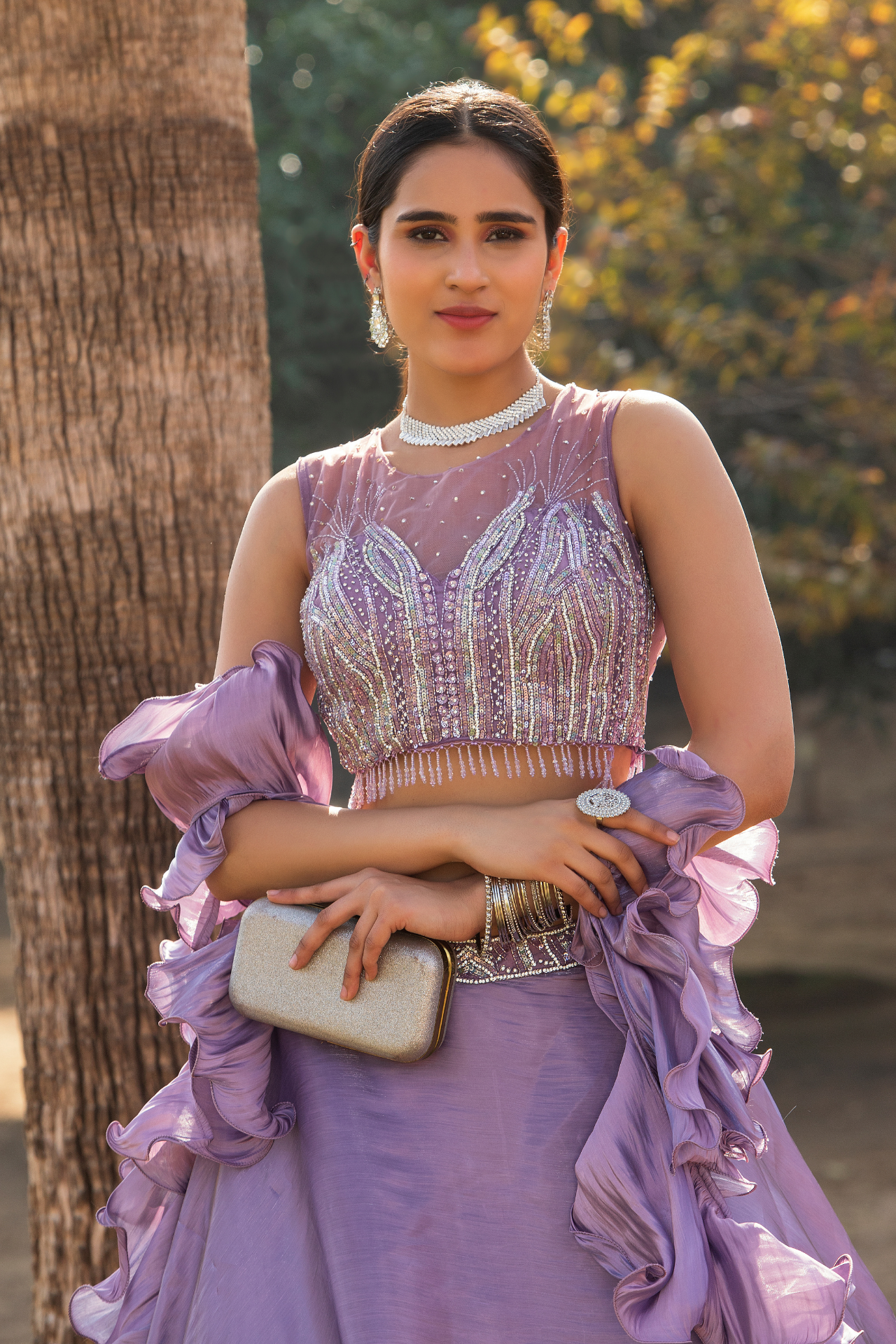 Dashing Onion Double layer Lehenga choli