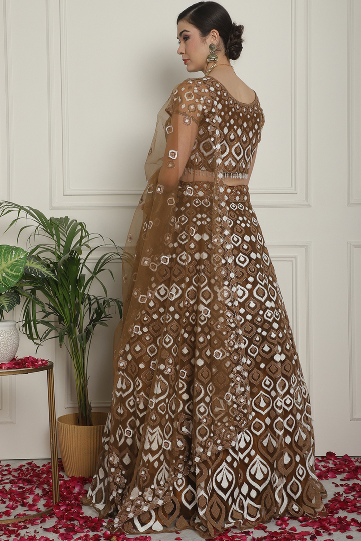 Glistening Brown Designer lehenga Choli