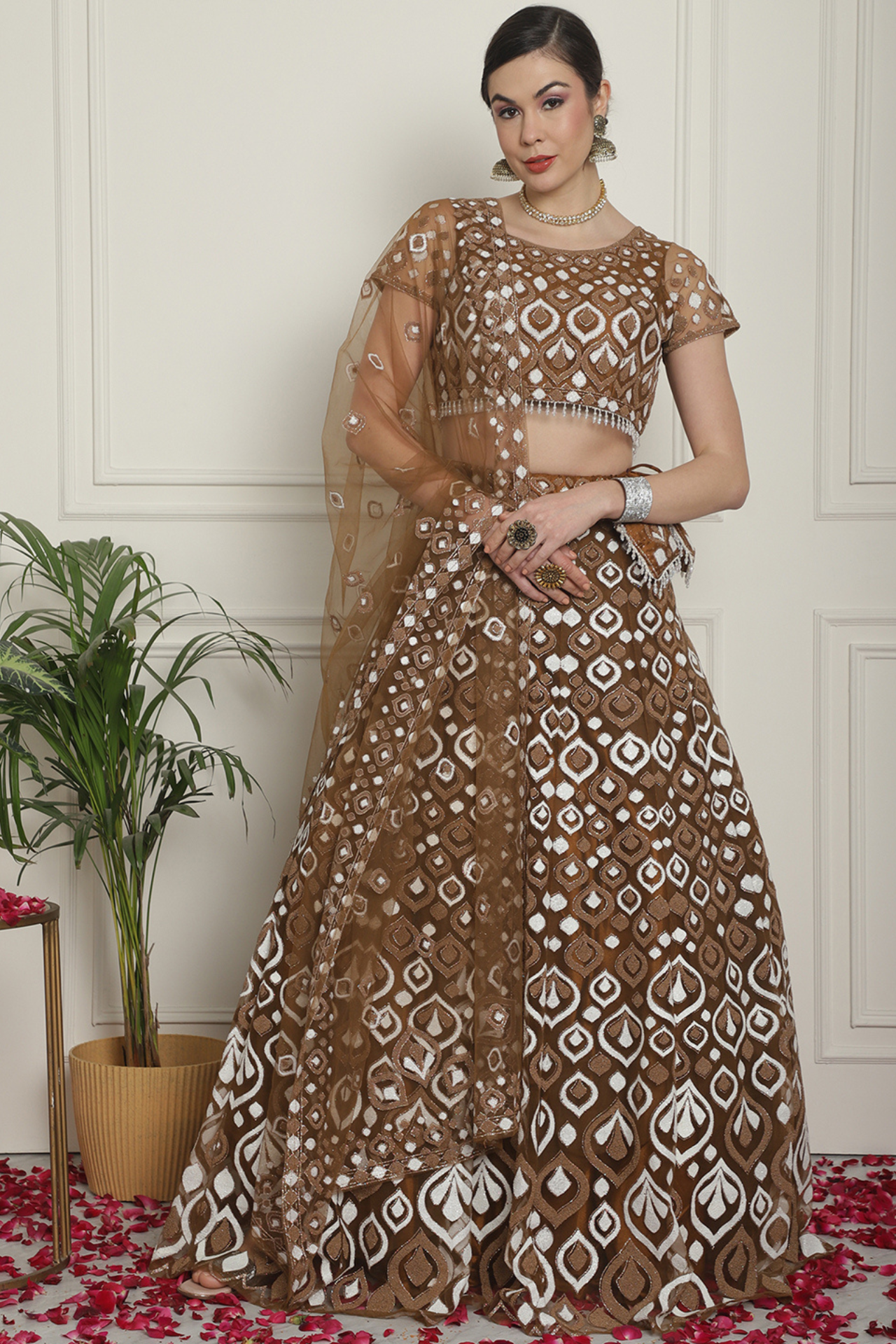 Glistening Brown Designer lehenga Choli