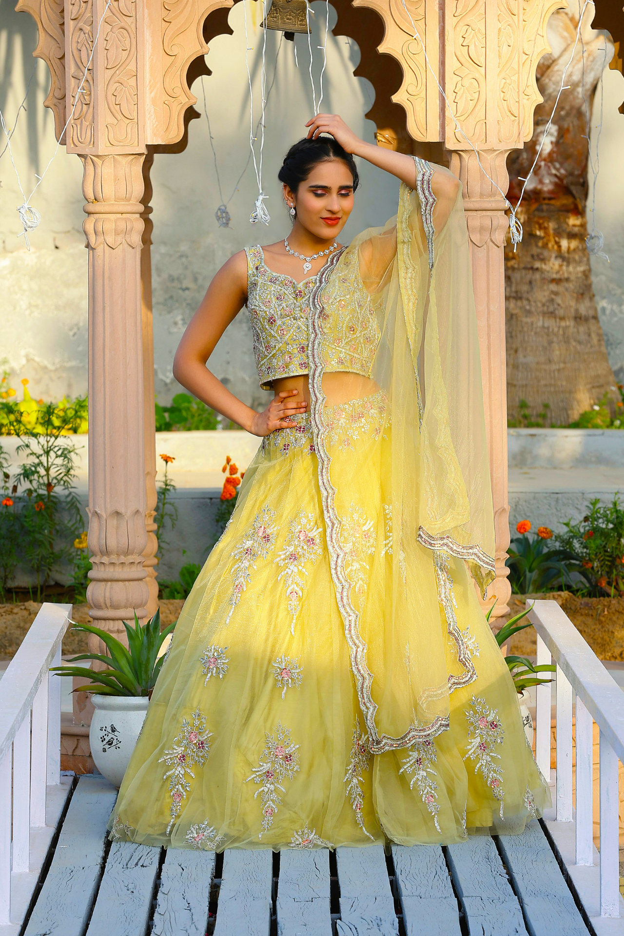 Translucent Lemon Beautiful Lehenga