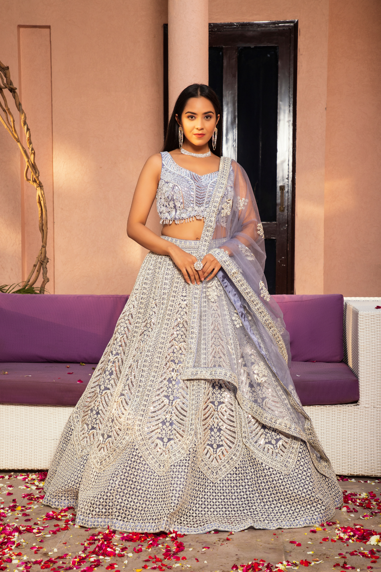 Light  Purple Graceful lehenga choli with dashing look