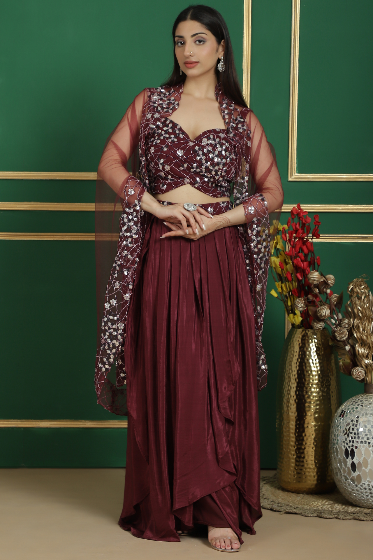 Designer Indo Western Dhoti Style Dress with shurg