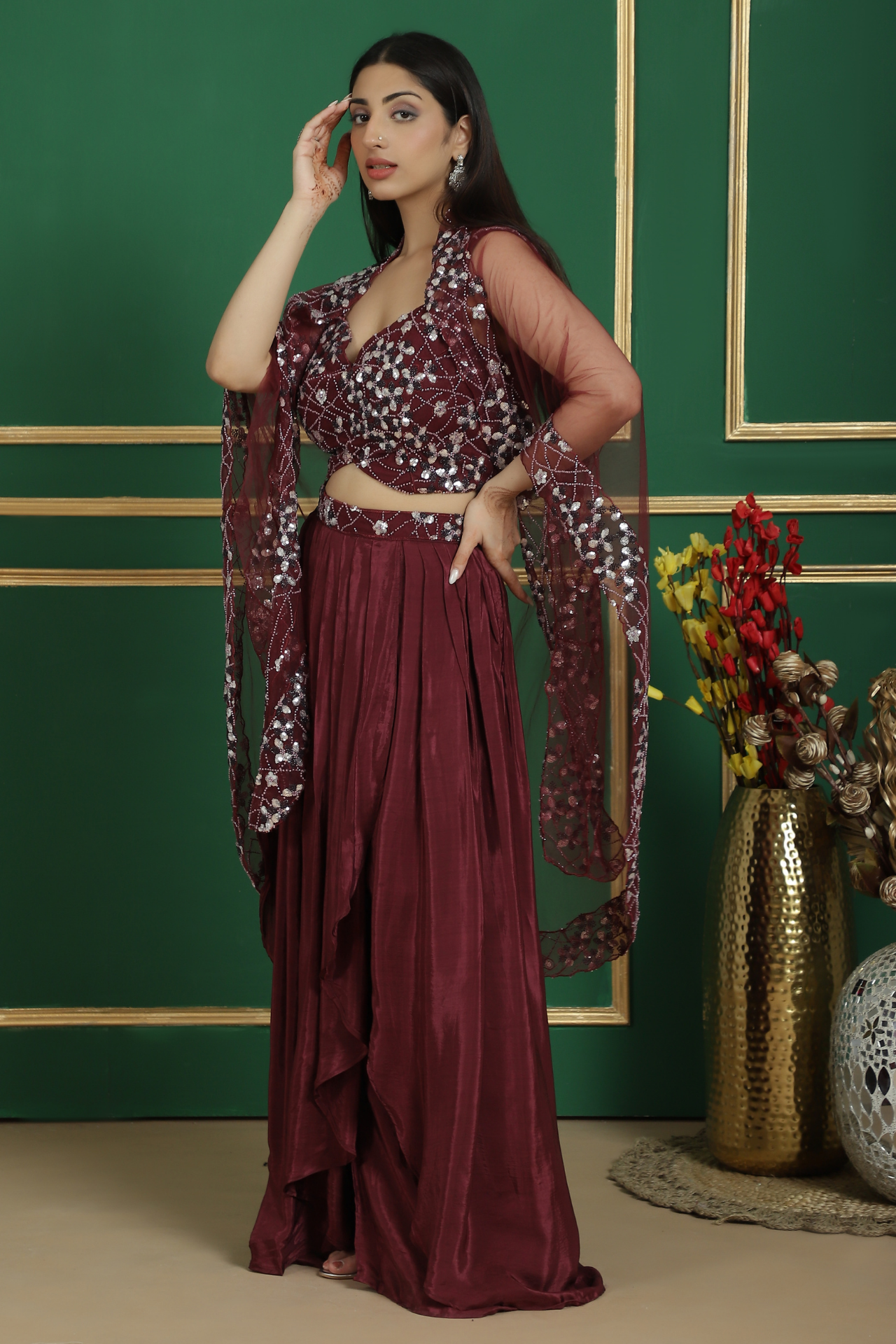 Designer Indo Western Dhoti Style Dress with shurg