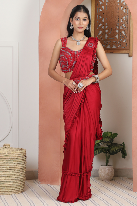 Crimson Desire Drape Saree