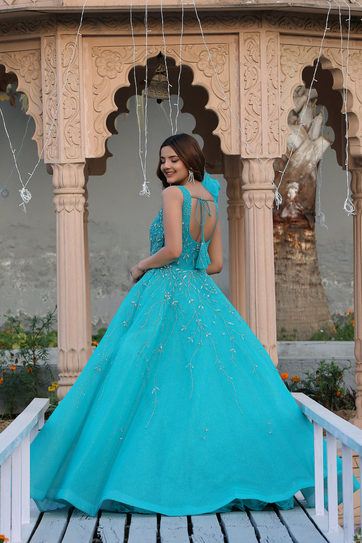 Dark Sky Blue Marine Ball Gown