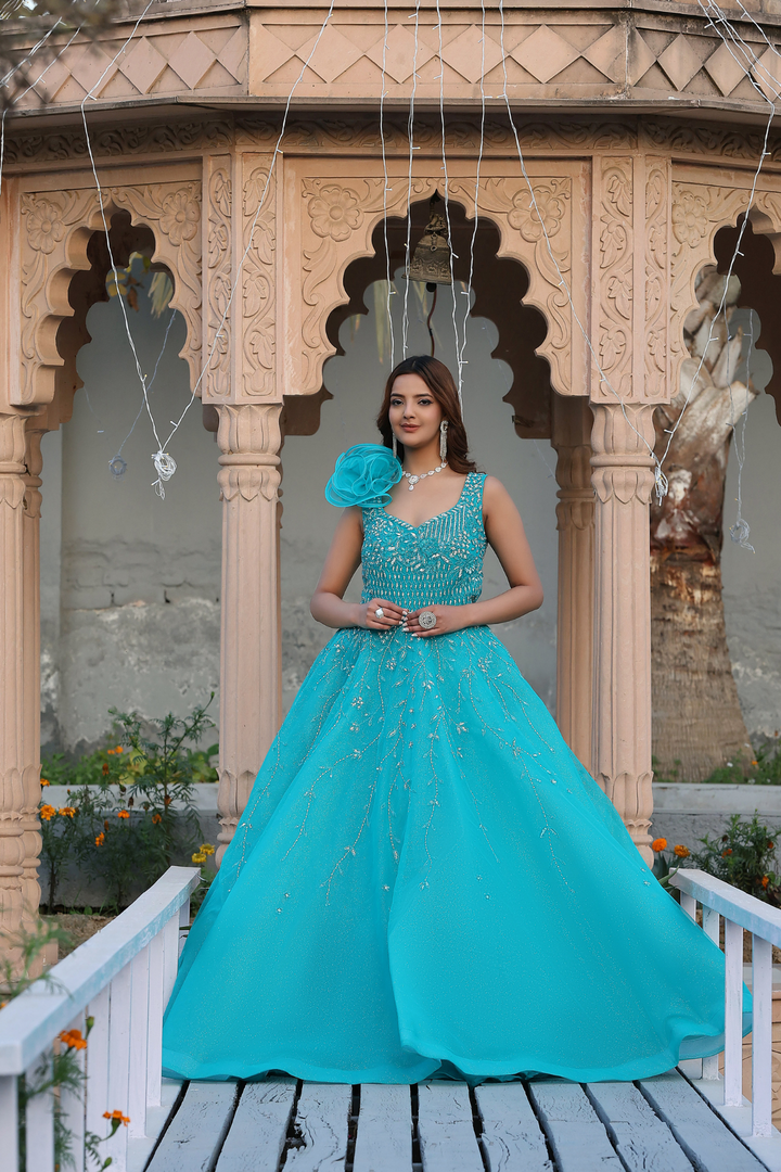 Dark Sky Blue Marine Ball Gown