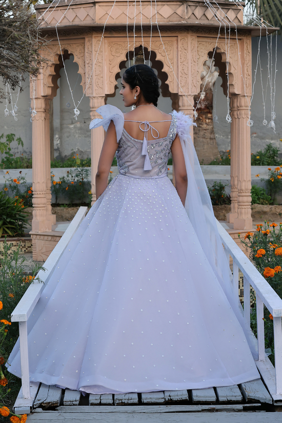 Garnished Lavender Designer Ball Gown