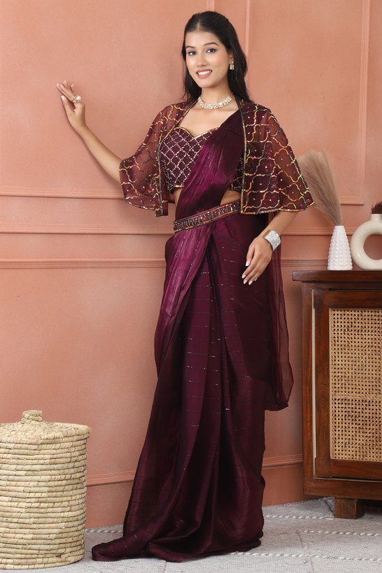 Berry Hue Drape Saree