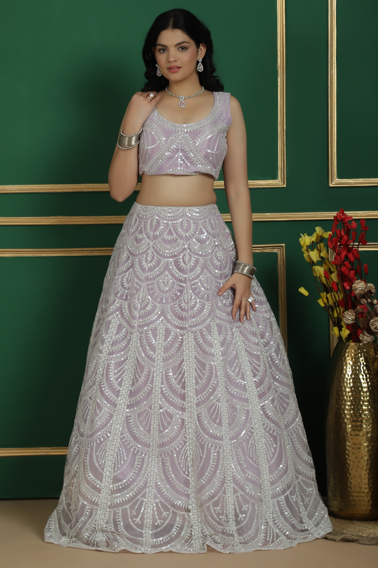 Designer Lehenga with Aari Work