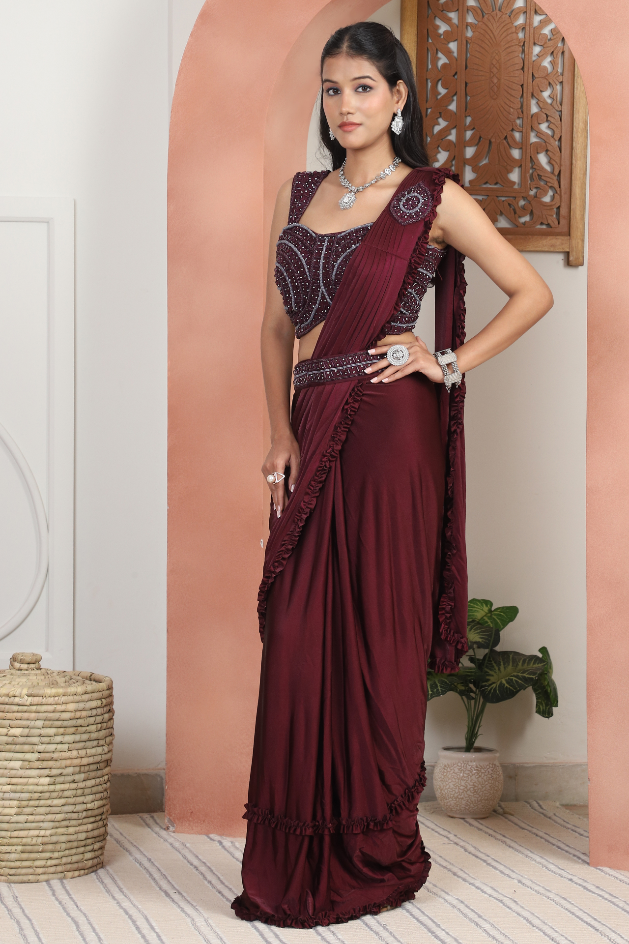 Crimson Desire Drape Saree