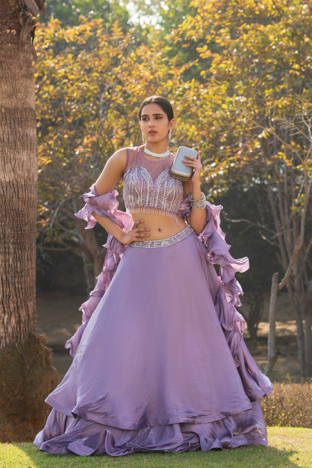 Dashing Onion Double layer Lehenga choli