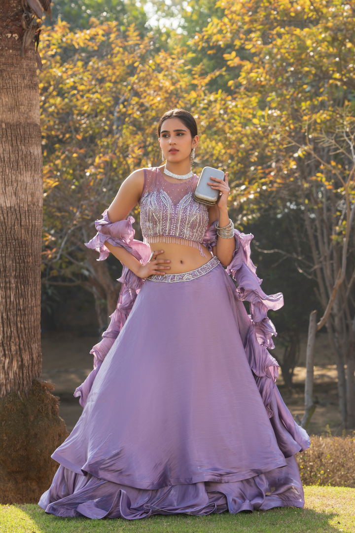 Dashing Onion Double layer Lehenga choli