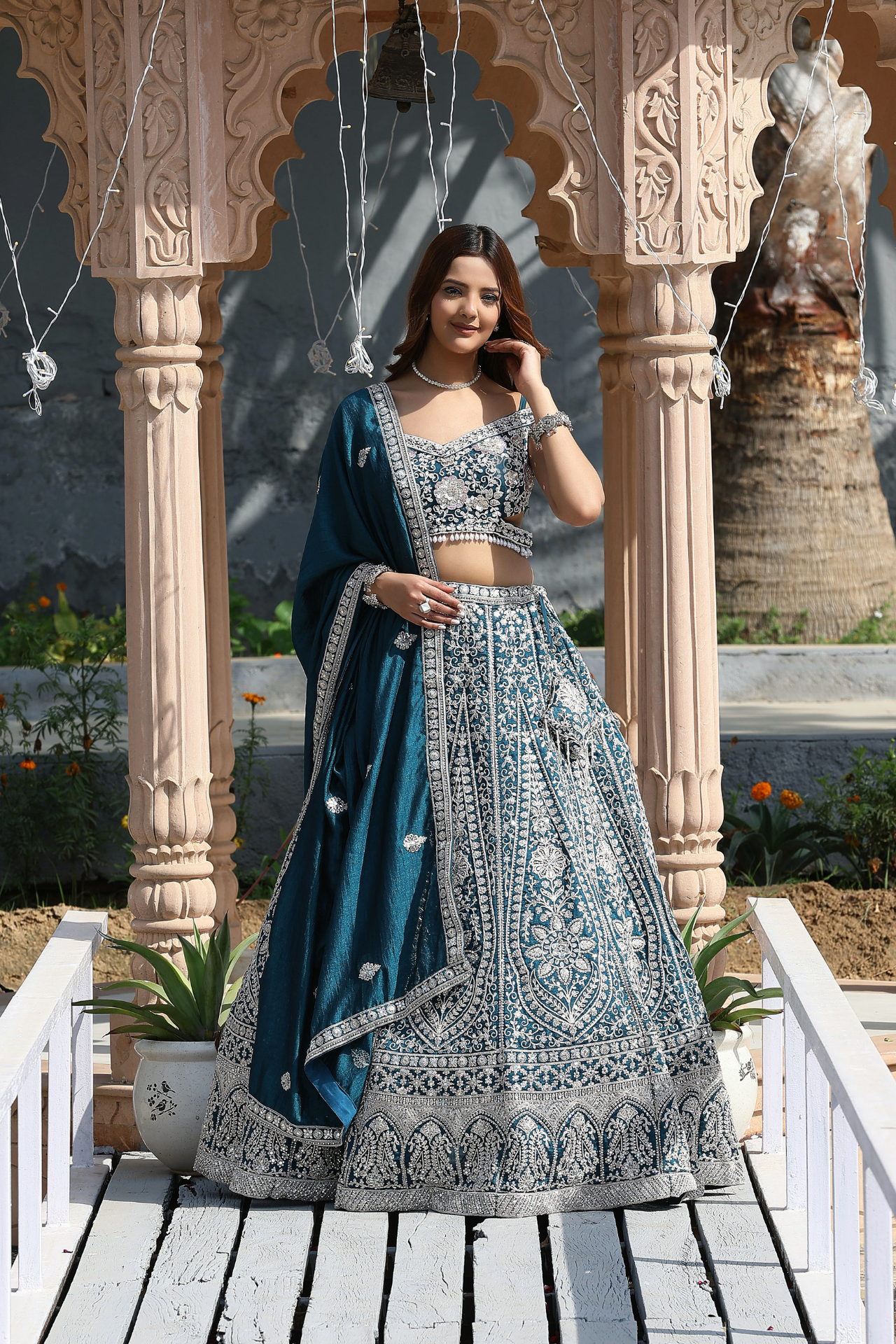 Embroidered Ramaa Green Lehenga