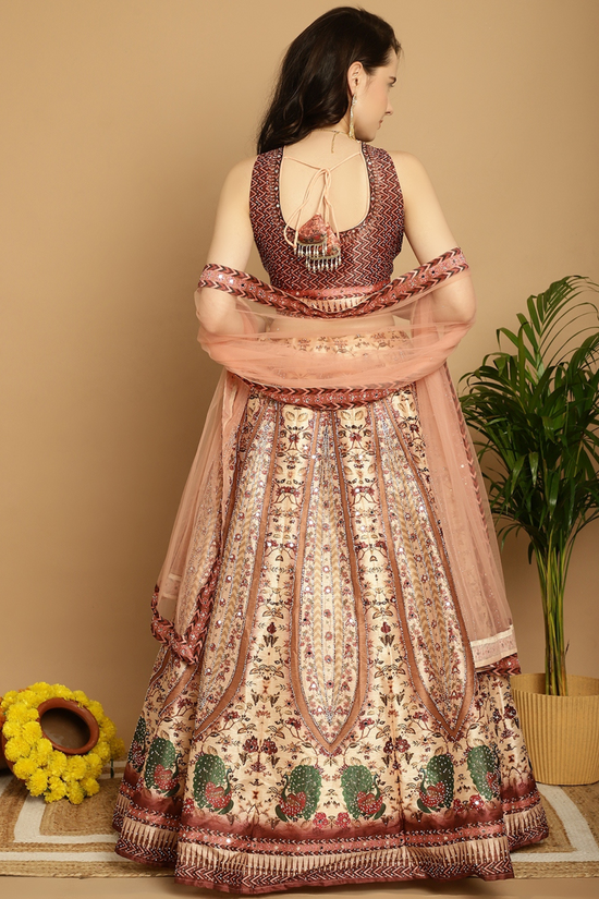 Glossy Peach Exclusive Designer Lehenga