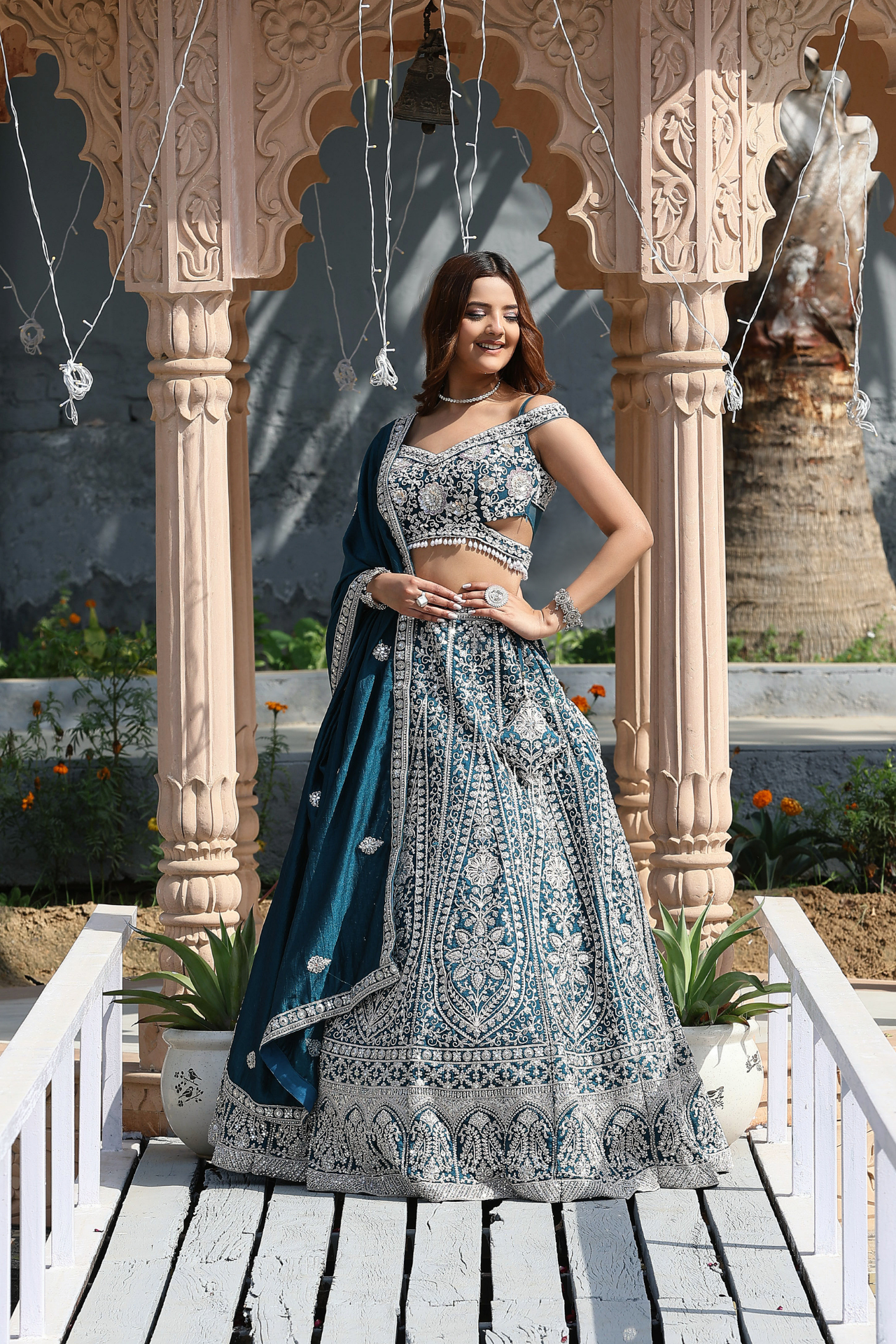 Embroidered Ramaa Green Lehenga