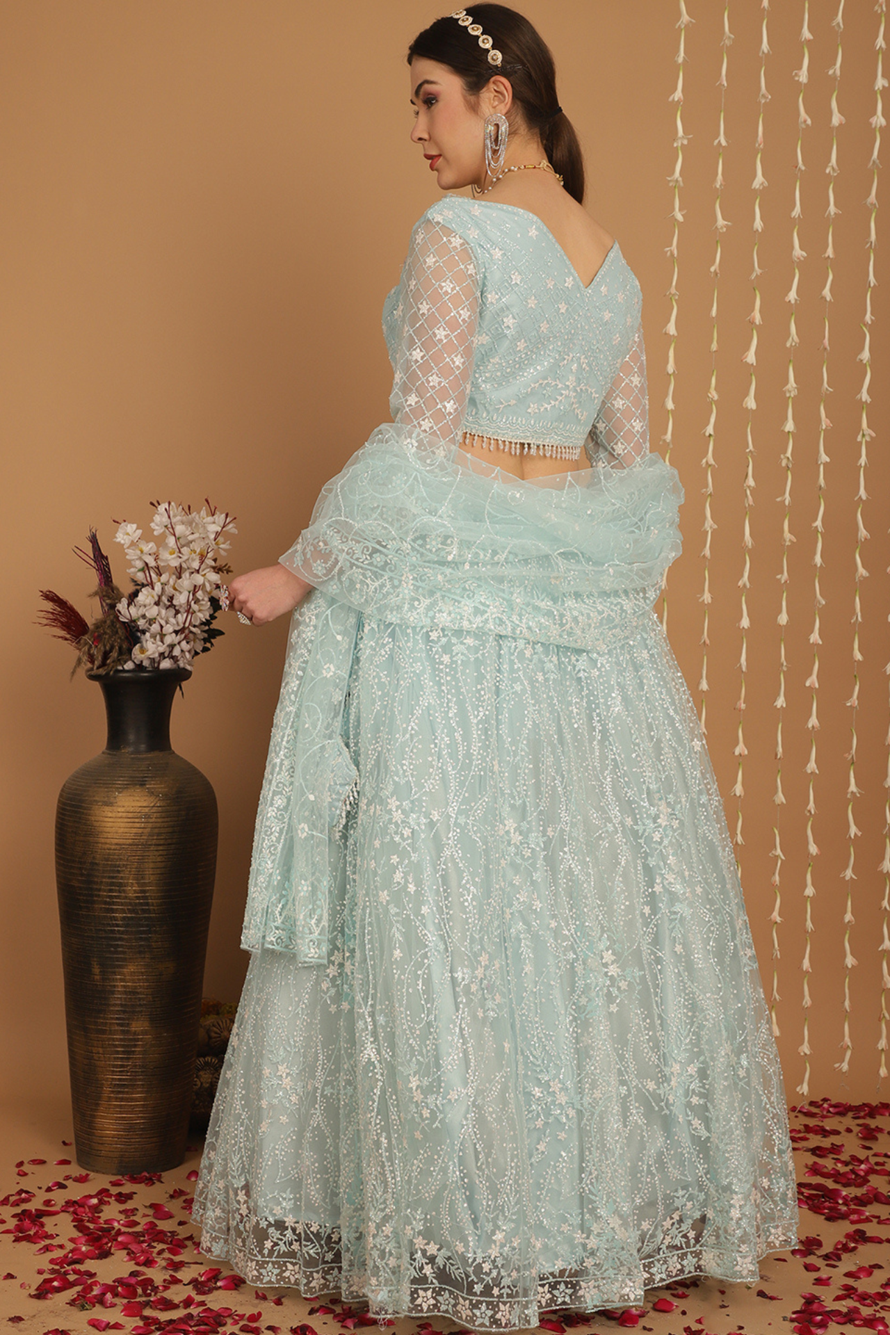 Ice Blue Designer Lehenga