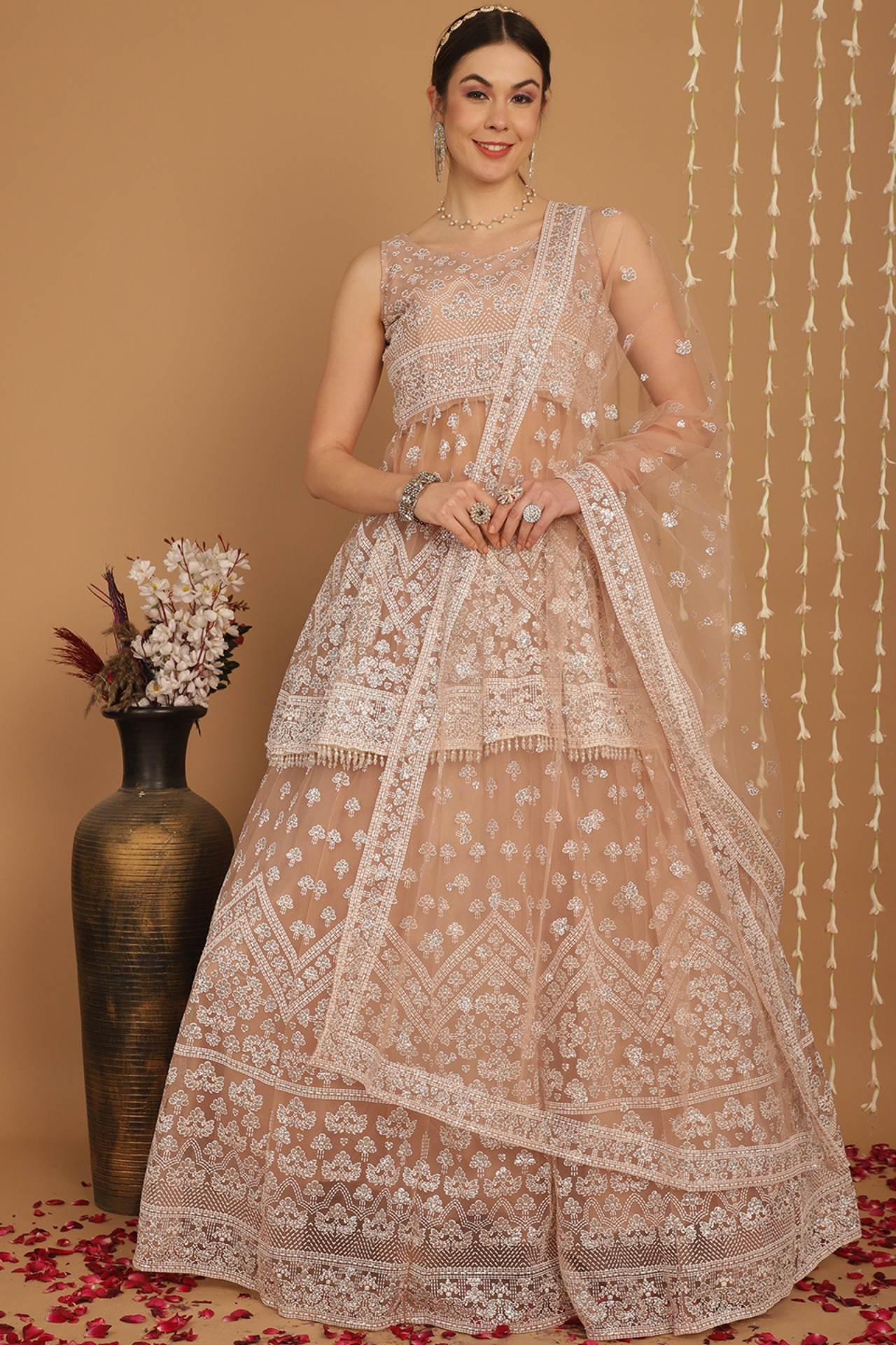 Peach Designer Lehenga