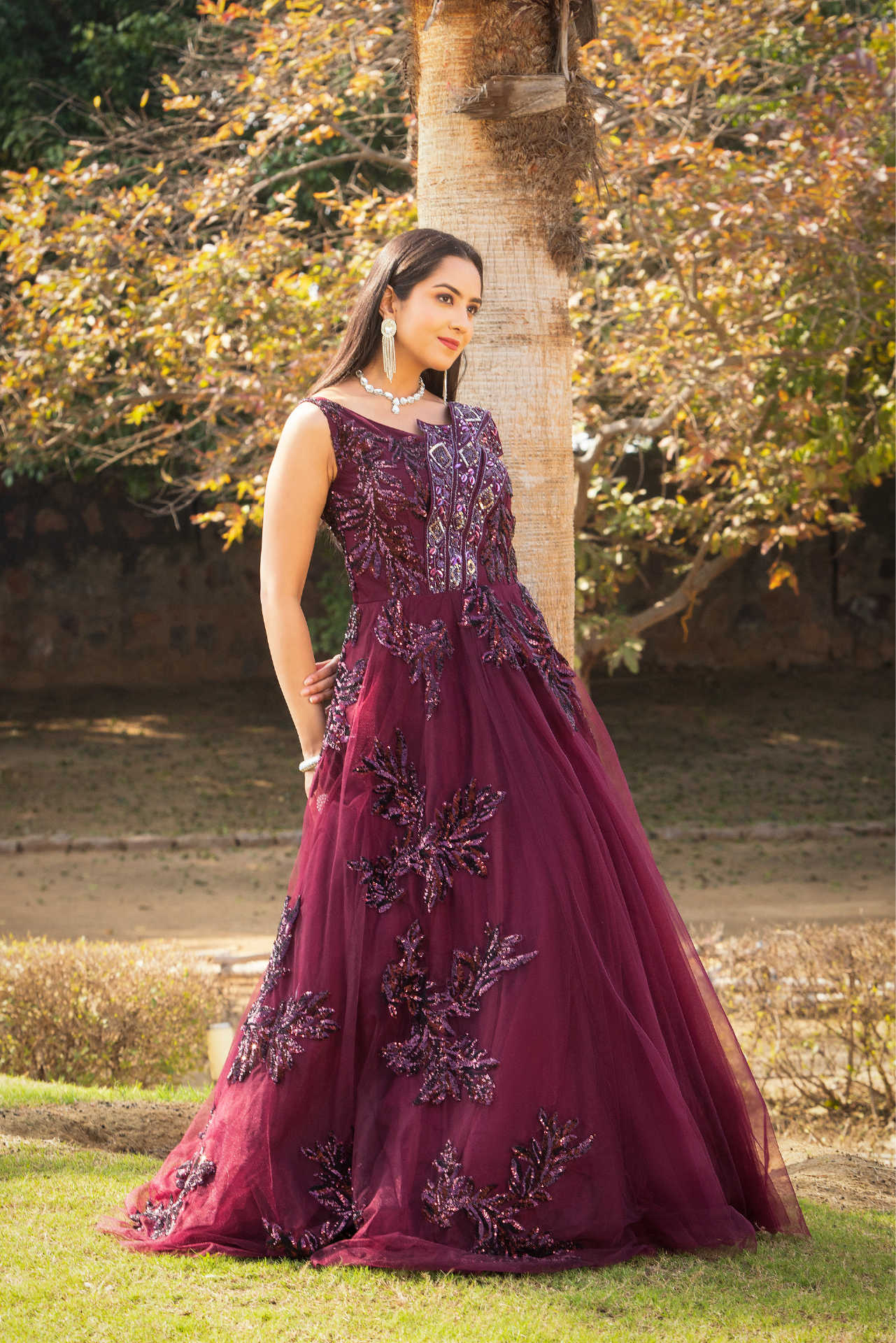 Brash Wine Party Wear Gown